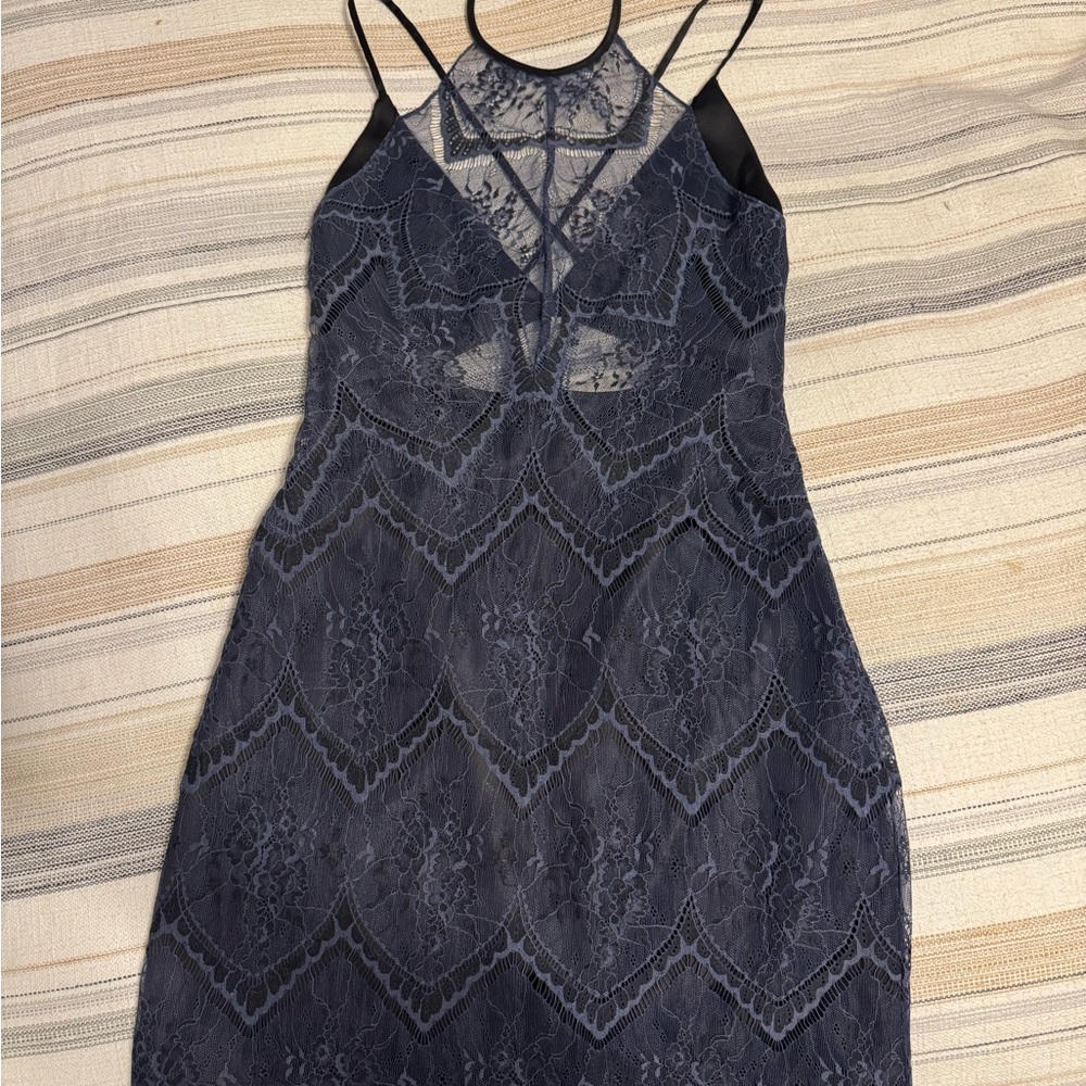 Free People Navy Lace Backless Dress